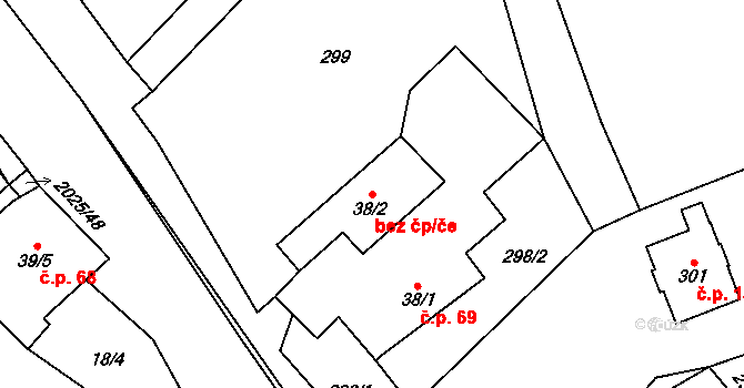 Jakartovice 43740073 na parcele st. 38/2 v KÚ Jakartovice, Katastrální mapa