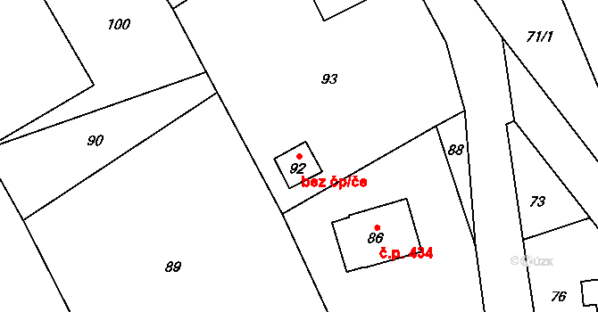 Hodslavice 44851073 na parcele st. 92 v KÚ Hodslavice, Katastrální mapa