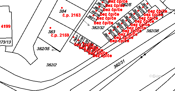 Chomutov 45053073 na parcele st. 382/28 v KÚ Chomutov II, Katastrální mapa