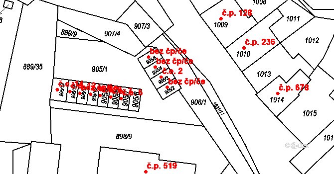 Drnovice 45846073 na parcele st. 905/2 v KÚ Drnovice u Vyškova, Katastrální mapa