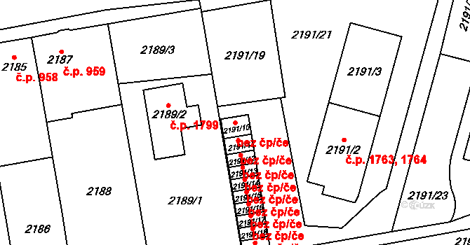 Praha 47333073 na parcele st. 2191/10 v KÚ Horní Počernice, Katastrální mapa