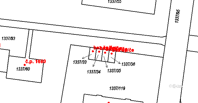 Roudnice nad Labem 47634073 na parcele st. 1337/34 v KÚ Roudnice nad Labem, Katastrální mapa