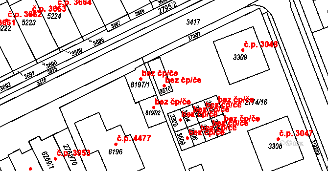 Kroměříž 49312073 na parcele st. 3510 v KÚ Kroměříž, Katastrální mapa