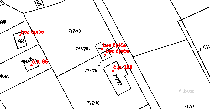 Sázava 51145073 na parcele st. 717/29 v KÚ Černé Budy, Katastrální mapa