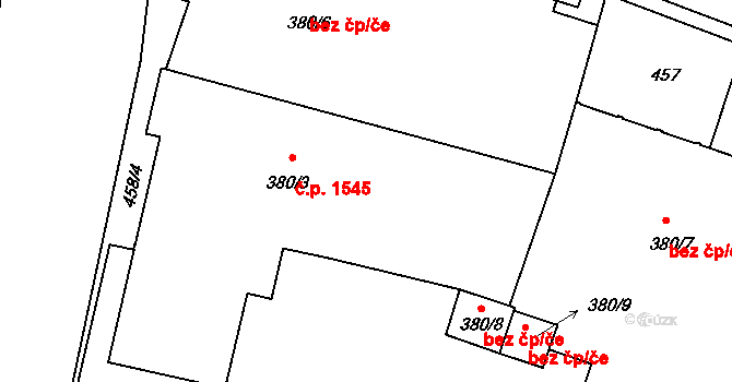 Ústí nad Orlicí 1545 na parcele st. 380/3 v KÚ Ústí nad Orlicí, Katastrální mapa