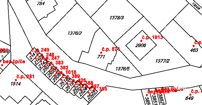 Náchod 571 na parcele st. 771 v KÚ Náchod, Katastrální mapa