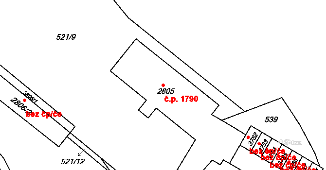 Náchod 1790 na parcele st. 2805 v KÚ Náchod, Katastrální mapa