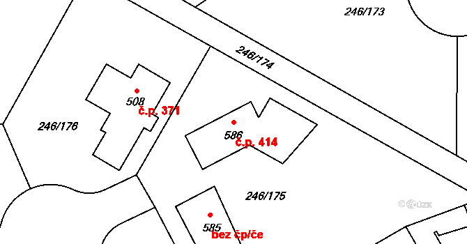 Zdiměřice 414, Jesenice na parcele st. 586 v KÚ Zdiměřice u Prahy, Katastrální mapa