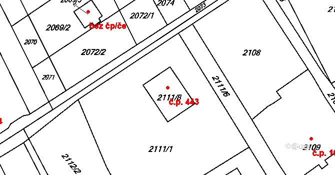Dolní Suchá 443, Havířov na parcele st. 2111/8 v KÚ Dolní Suchá, Katastrální mapa