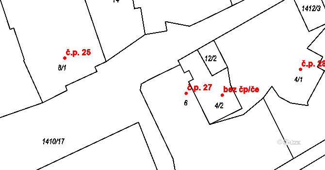 Velká Černoc 27, Měcholupy na parcele st. 6 v KÚ Velká Černoc, Katastrální mapa