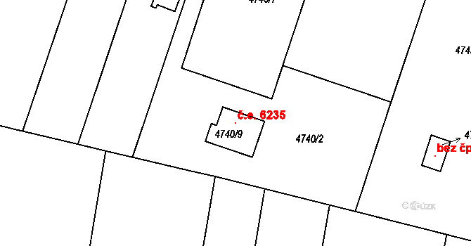 Znojmo 6235 na parcele st. 4740/9 v KÚ Znojmo-město, Katastrální mapa