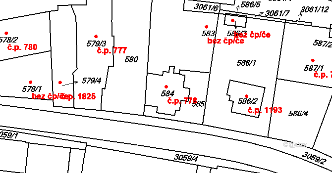 Rychnov nad Kněžnou 778 na parcele st. 584 v KÚ Rychnov nad Kněžnou, Katastrální mapa