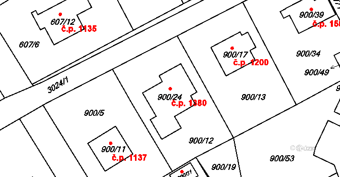 Rychnov nad Kněžnou 1380 na parcele st. 900/24 v KÚ Rychnov nad Kněžnou, Katastrální mapa