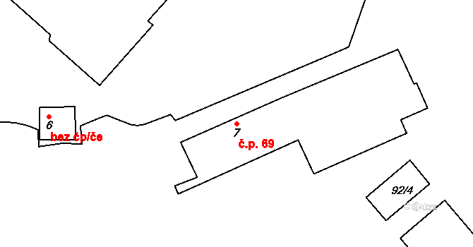 Chotěšov 69 na parcele st. 7 v KÚ Chotěšov, Katastrální mapa