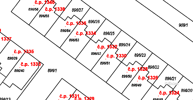 Svatobořice 1332, Svatobořice-Mistřín na parcele st. 896/52 v KÚ Svatobořice, Katastrální mapa
