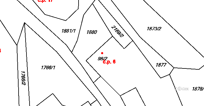 Čejtice 6, Horka II na parcele st. 98/2 v KÚ Horka nad Sázavou, Katastrální mapa