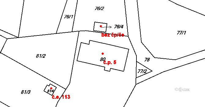 Lukášov 5, Jablonec nad Nisou na parcele st. 80 v KÚ Lukášov, Katastrální mapa
