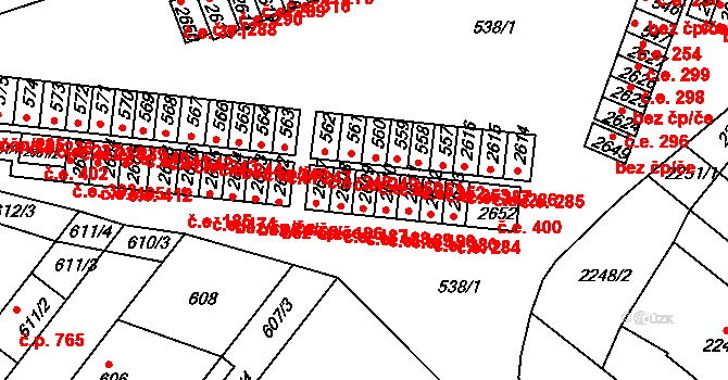 Veverská Bítýška 188 na parcele st. 2609 v KÚ Veverská Bítýška, Katastrální mapa