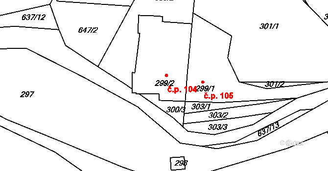 Opatovice 104, Vyškov na parcele st. 299/2 v KÚ Opatovice u Vyškova, Katastrální mapa
