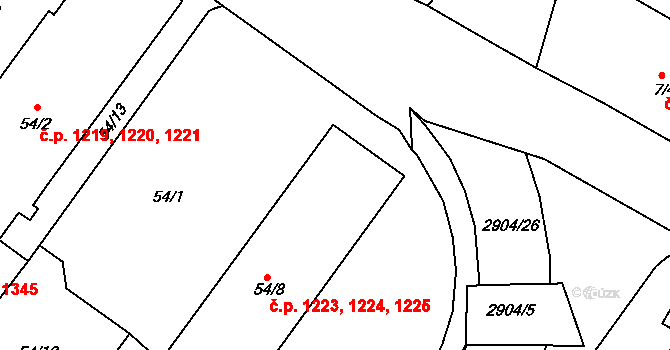 Děčín I-Děčín 1223,1224,1225, Děčín na parcele st. 54/8 v KÚ Děčín, Katastrální mapa