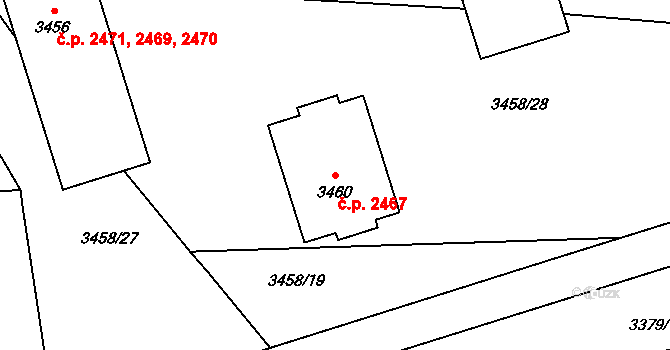Kročehlavy 2467, Kladno na parcele st. 3460 v KÚ Kročehlavy, Katastrální mapa