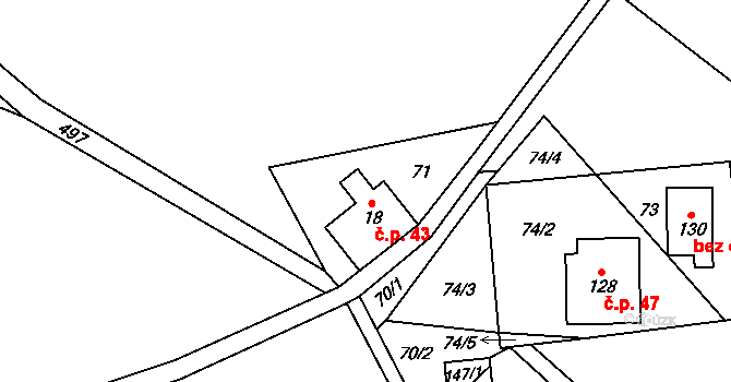 Františkov 43, Rokytnice nad Jizerou na parcele st. 18 v KÚ Františkov v Krkonoších, Katastrální mapa