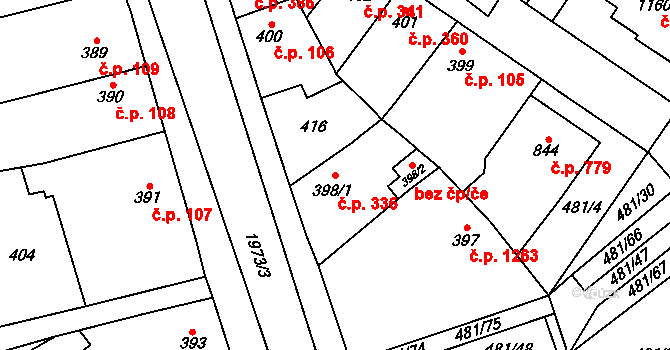 Třebechovice pod Orebem 336 na parcele st. 398/1 v KÚ Třebechovice pod Orebem, Katastrální mapa