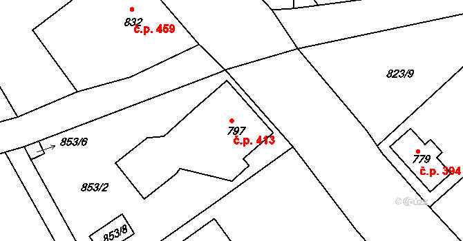 Cvikov II 413, Cvikov na parcele st. 797 v KÚ Cvikov, Katastrální mapa