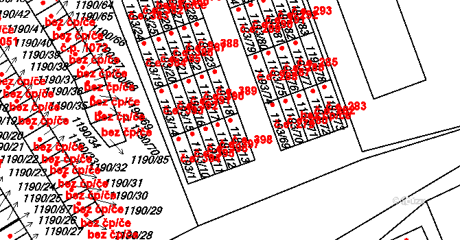 Bechyně 398 na parcele st. 1193/13 v KÚ Bechyně, Katastrální mapa