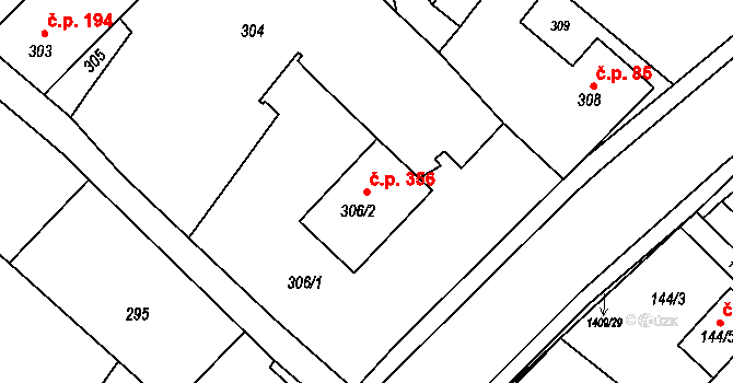 Pudlov 356, Bohumín na parcele st. 306/2 v KÚ Pudlov, Katastrální mapa