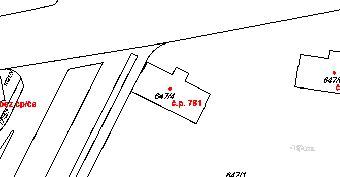 Kobylisy 781, Praha na parcele st. 647/4 v KÚ Kobylisy, Katastrální mapa