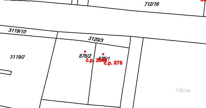 Dvůr Králové nad Labem 876 na parcele st. 875/1 v KÚ Dvůr Králové nad Labem, Katastrální mapa