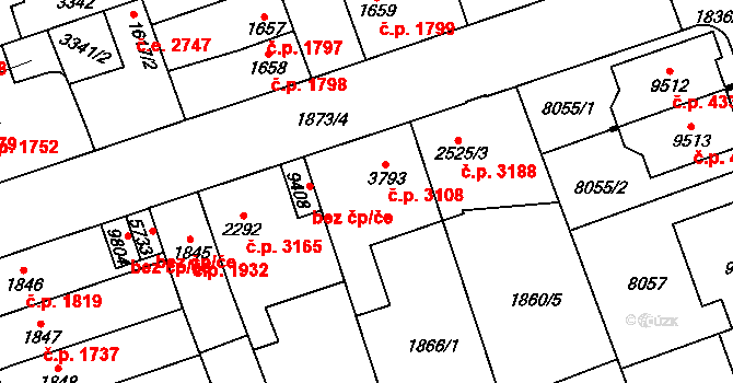 Hodonín 3108 na parcele st. 3793 v KÚ Hodonín, Katastrální mapa