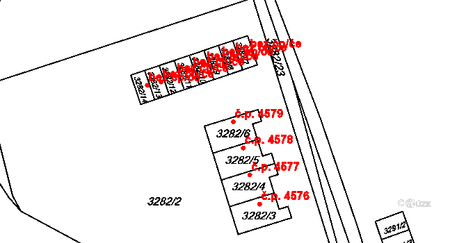 Chomutov 4579 na parcele st. 3282/6 v KÚ Chomutov II, Katastrální mapa