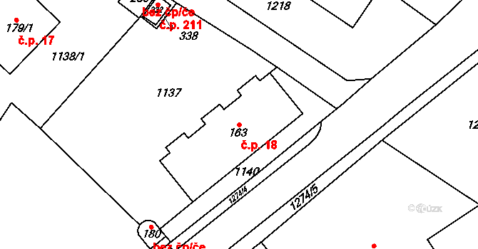 Nové Kocbeře 18, Kocbeře na parcele st. 163 v KÚ Kocbeře, Katastrální mapa