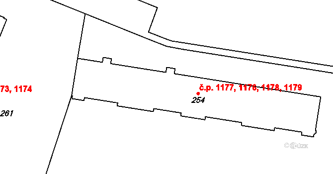 Podlesí 1176,1177,1178,1179, Havířov na parcele st. 254 v KÚ Bludovice, Katastrální mapa