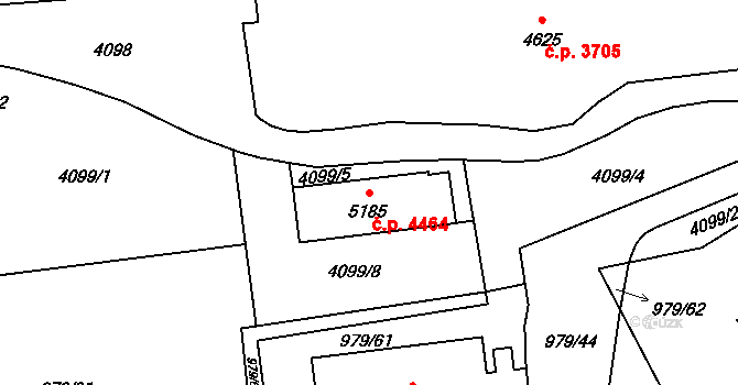 Zlín 4464 na parcele st. 5185 v KÚ Zlín, Katastrální mapa