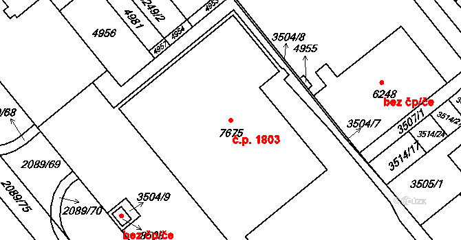 Kroměříž 1803 na parcele st. 7675 v KÚ Kroměříž, Katastrální mapa