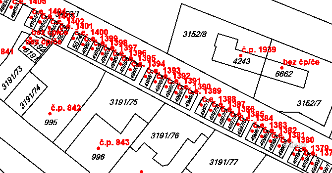 Zlín 1391 na parcele st. 4996/3 v KÚ Zlín, Katastrální mapa