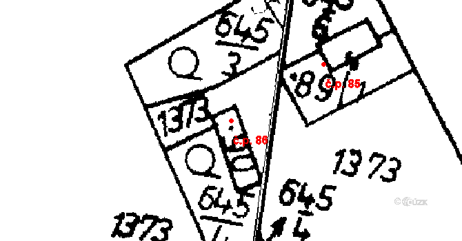 Jickovice 86 na parcele st. 90 v KÚ Jickovice, Katastrální mapa