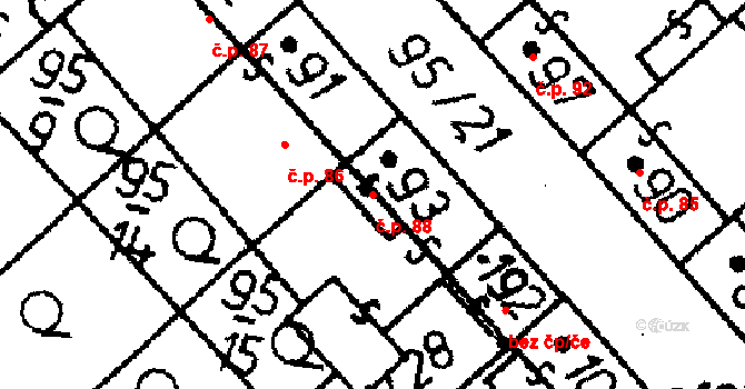 Heřmaň 88 na parcele st. 93 v KÚ Heřmaň, Katastrální mapa