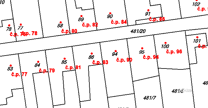 Štěpánov nad Svratkou 90 na parcele st. 94 v KÚ Štěpánov nad Svratkou, Katastrální mapa