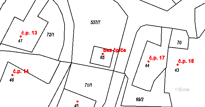 Starosedlský Hrádek 38663074 na parcele st. 65 v KÚ Starosedlský Hrádek, Katastrální mapa
