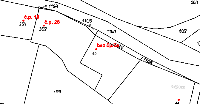 Leškovice 38721074 na parcele st. 45 v KÚ Leškovice, Katastrální mapa