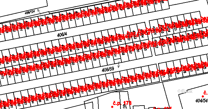 Třinec 40230074 na parcele st. 406/61 v KÚ Dolní Líštná, Katastrální mapa