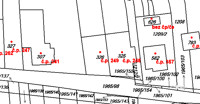 Louky 249, Zlín na parcele st. 326 v KÚ Louky nad Dřevnicí, Katastrální mapa