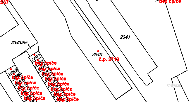 Východní Předměstí 2719, Plzeň na parcele st. 2340 v KÚ Plzeň, Katastrální mapa