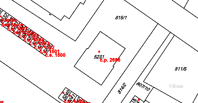 Zlín 2686 na parcele st. 5231 v KÚ Zlín, Katastrální mapa