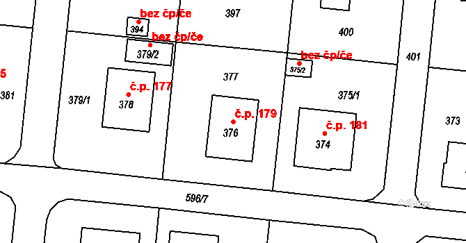 Neplachovice 179 na parcele st. 376 v KÚ Neplachovice, Katastrální mapa
