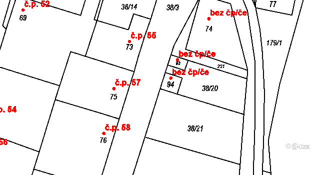 Bačice 44072074 na parcele st. 94 v KÚ Bačice, Katastrální mapa